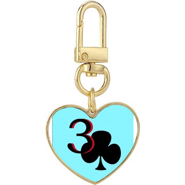 Happiness Jupiter Club 3 Poker Gold Heart Keychain Metal Keyring Holder