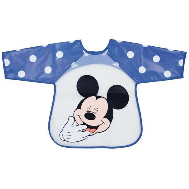 MICKEY Bib Apron 2nd Age `` M is for Mouse '' with Velcro - Blue Mickey - 37 x 42 cm - Disney Baby