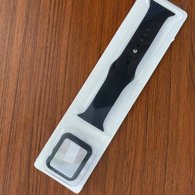 (Black, 42MM) VAORLO Glass+Case+Strap Apple Watch Band and Protective Shell Silicone Protection iWath Watch Band Case 2 in 1 For iWatch 23456