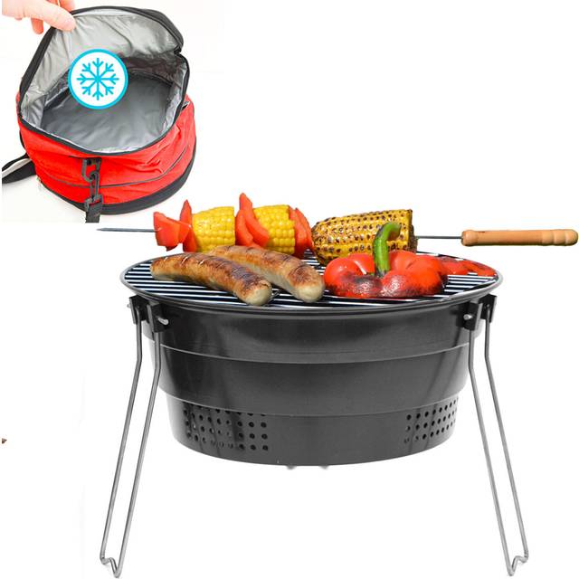 Eyepower - Foldable bbq Grill with Cooling Bag - ø 28cm Charcoal Grill - Camping Barbeque