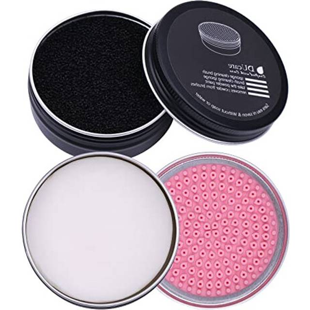 DUcare Makeup Brush Cleaner 2Pcs Brush Cleaner Solid Soap Cleanser & Color Removal Sponge - Easy to Clean Brushes Removes Shadow Color (Coconut Oil)