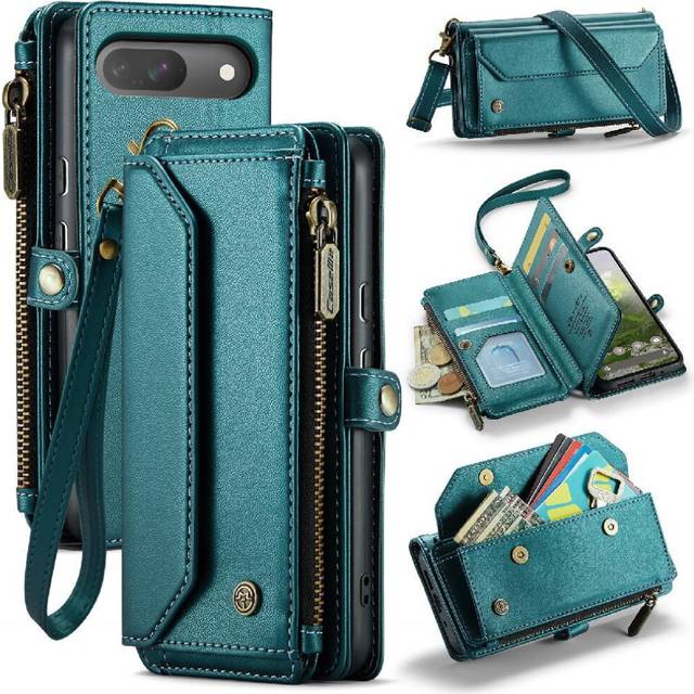 (Green) Crossbody Case for Google Pixel 9 Pro 5g Case Wallet Rfid Blocking Card Holder Wallet Case for Women Zipper Bills Slot