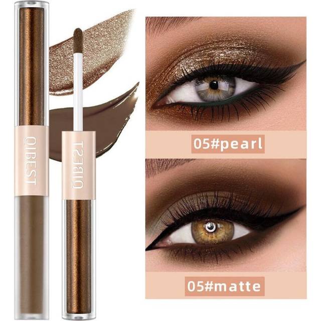 (5#) 6 Colors Dual-ended Liquid Eyeshadow Pearl Matte 2-in-1 Eyeshadow Matte Fine Shimmer Glitter Eyeshadow Overlay Natural Highlighting Liquid Eyesha