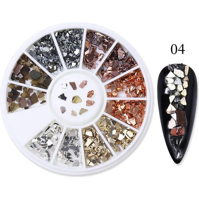 Nail Art Rhinestones Beads Clear Gold Round Pointed Flower Heart Studs Diamante