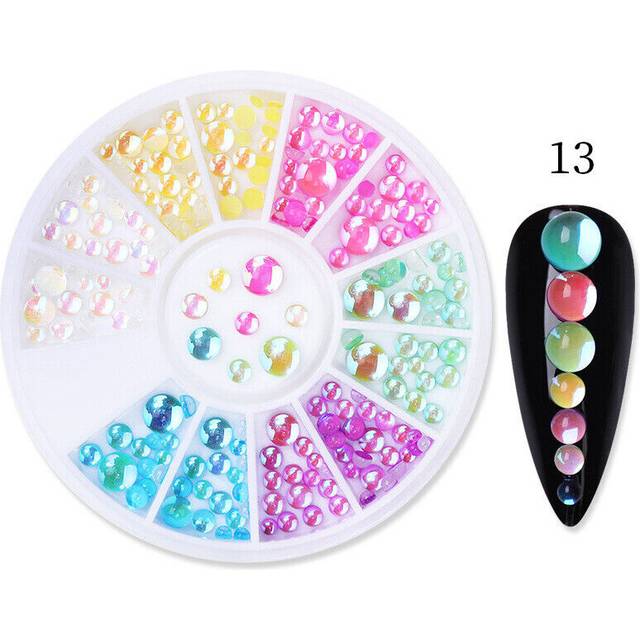 Nail Art Rhinestones Beads Clear Gold Round Pointed Flower Heart Studs Diamante