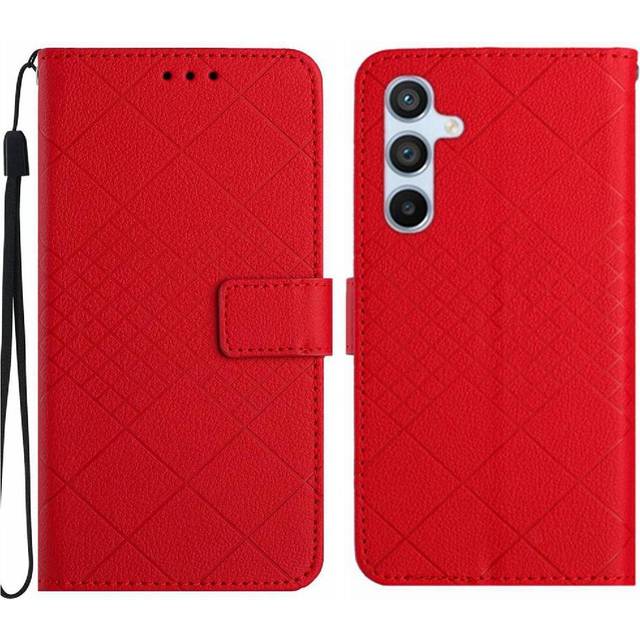(Red) Flip Case for Samsung Galaxy A26 5g High Quality Leather with Card Slot Business Wallet Phone Case Classic Solid Color