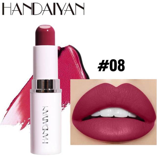 Handaiyan 8 Colors Matte Waterproof Velvet Nude Lipstick Sexy Red Brown Pigments Makeup Long Lasting Profissional 08
