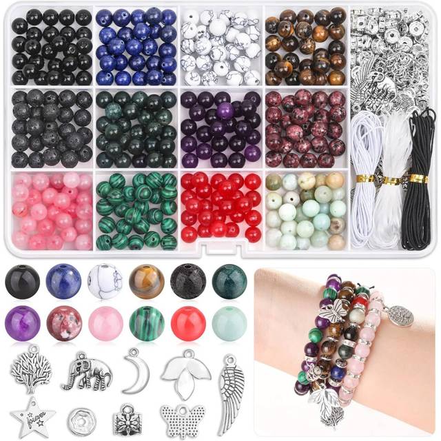 473Pcs Stone Jewelry Making Kit Crystal Stone Bracelet Making Kit for Adults, Crystal Natural Stone Healing Beads for Jewelry Making, Bracelet Making