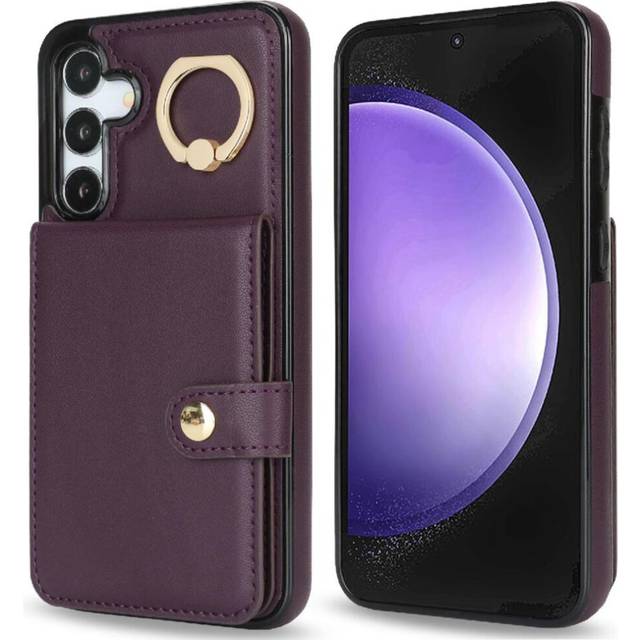(Purple) Case for Samsung Galaxy S23 Fe Ring Card Slot Wallet Rfid Shockproof