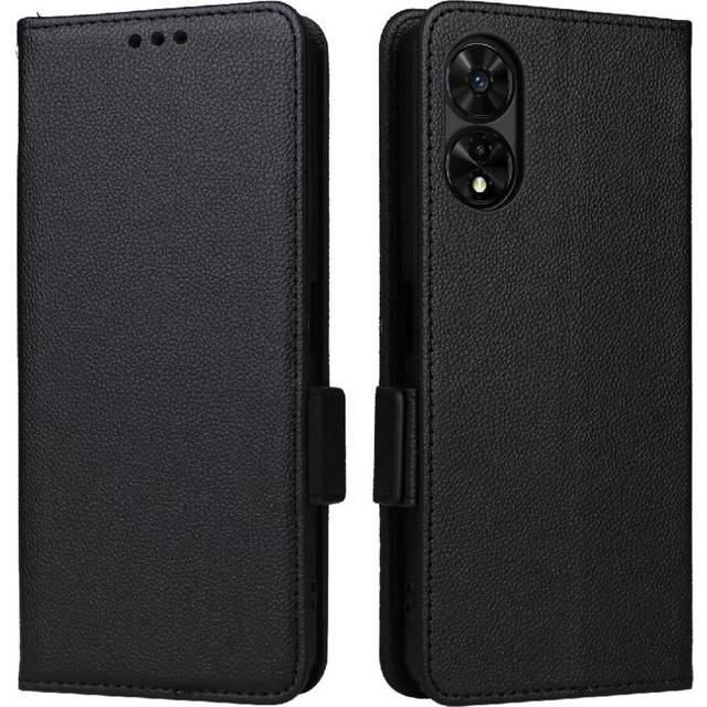 (Black) Case for Tcl 505 Card Slots Holder Magnetic Pu Leather Side Buckle Wallet