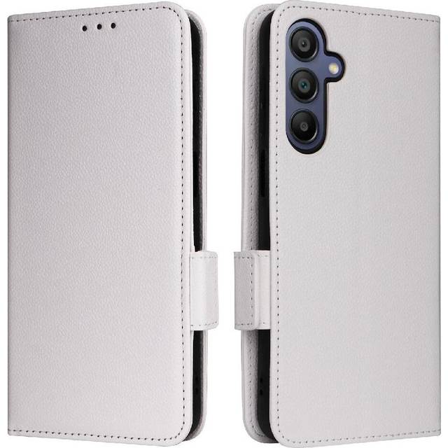 (White) Flip Case Compatible with Samsung Galaxy A16 Pu Leather Wallet Magnetic Side Buckle Card Slots Holder