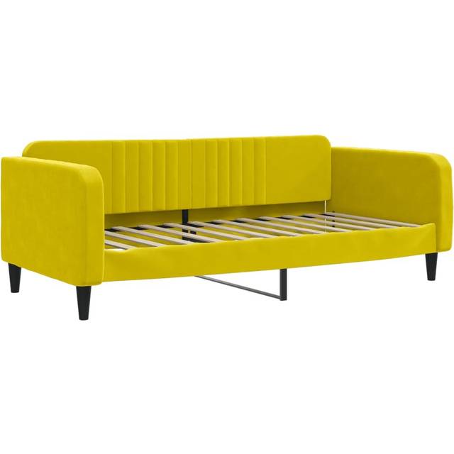Dagbädd utdragbar med lådor gul 90x200 cm sammet