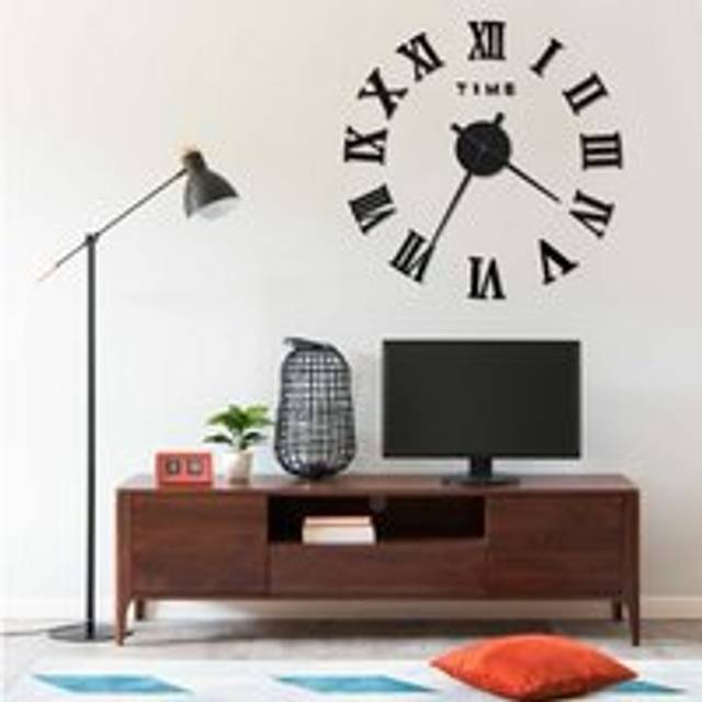 3D Wall Clock Modern Design Black 100 cm XXL - One Size