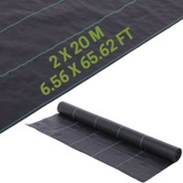 Heavy Duty Weed Membrane - Weed Control Membrane Ground Cover for Landscape Gardening and Flower Beds (2 x 20m) - Black - One Size