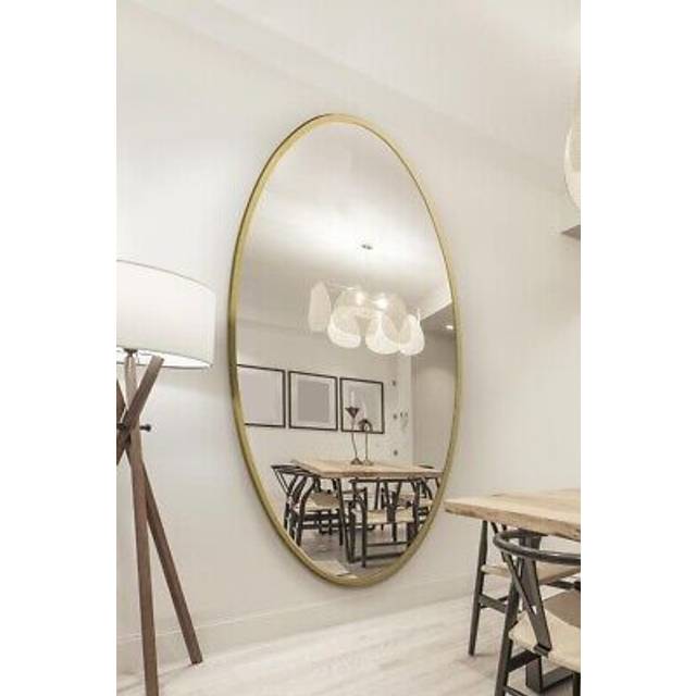 Gold Metal Framed Oval Wall Mirror 79" X 44" (200 x 112CM) - 1 Pack