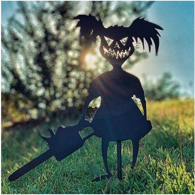 (Zombie Girl Holding a Chainsaw) Halloween Cute Ghost Zombies - Metal Yard Art