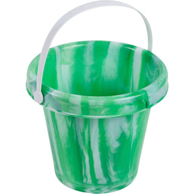 (Round 22cm Green , 4 ) Kids Plastic Marble Design Beach Bucket Castle