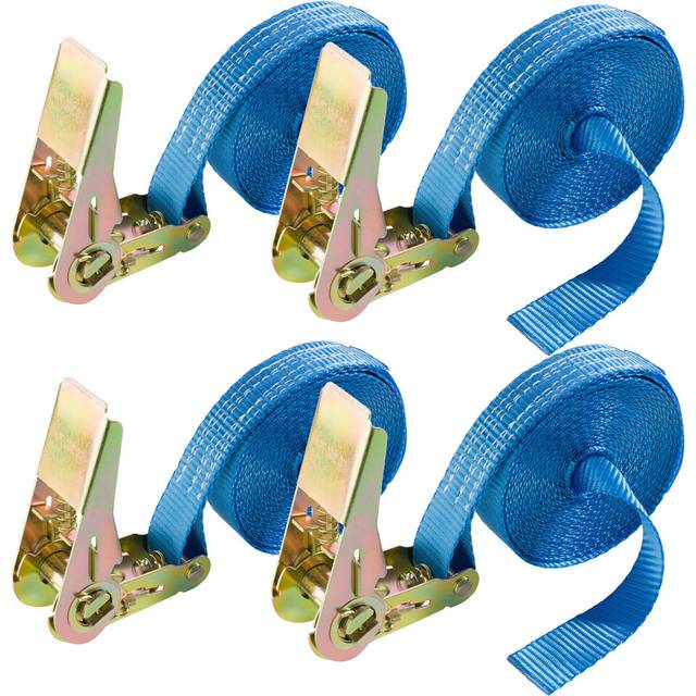 AREBOS 4x Tensioning Straps Lashing Straps with Ratchet Tensioning Straps 6 m, 800 kg, 25 mm