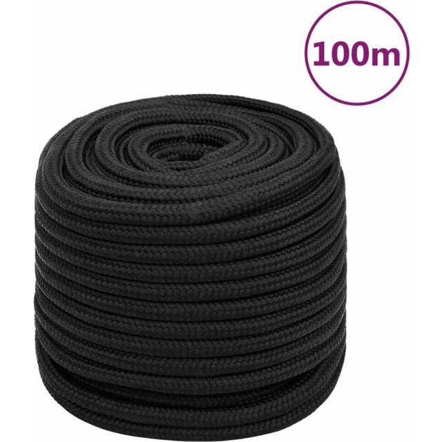 vidaXL Boat Rope Full Black 16 mm 100 m Polypropylene - black