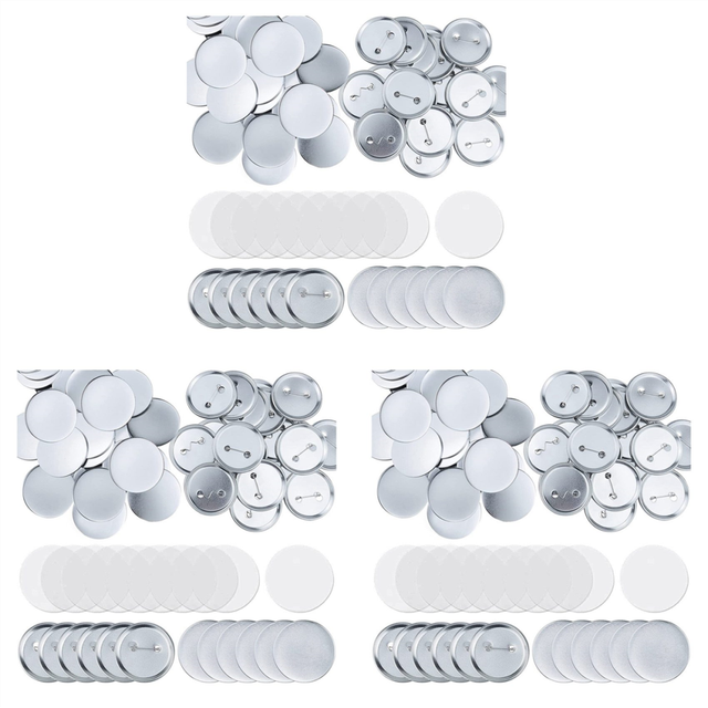 300 Sets Round Button Parts Blank Making Supplies 58mm Metal Button Badge Making Kits, Blank Pin Back Button Parts