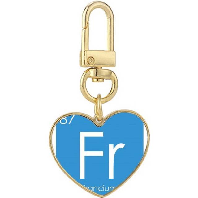 Chestry Elements Period Table Alkali Metal Francium Fr Gold Heart Keychain Metal Keyring Holder