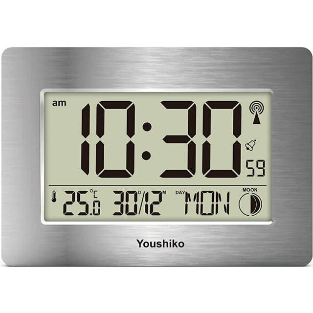 Radio Controlled LCD Wall Mountable and Desk Clock ( Silver )
