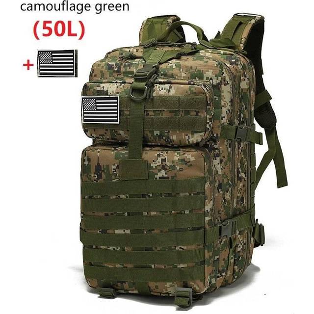 (camouflage green, 50L) 25L/50L Waterproof Backpack Outdoor Rucksacks Tactical Sports Camping Hiking Trekking Fishing Hunting Bag