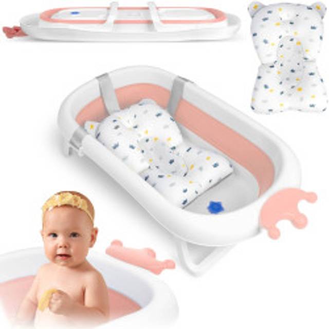 Babybadkar med kudde RK-280 vit/rosa