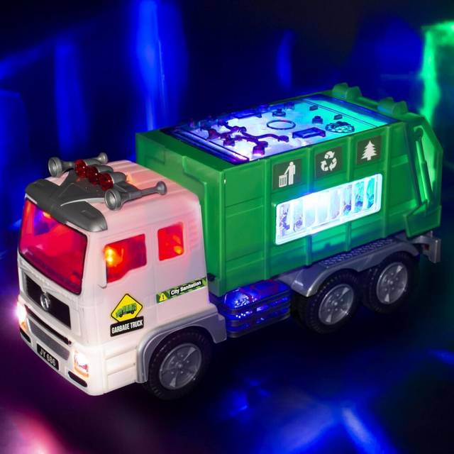 Toy Garbage Truck & Fire Truck &  Container Truck Toy Cars for Toddlers Boys Birthday Gifts, Truck Car Toys with 4D Lights & Music