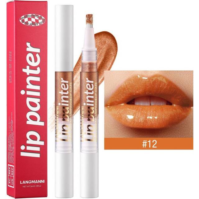 (12#) 12 Colours Rotating Soft Brush Lip Gloss Pen Pearlescent Lip Glaze Lipstick Lip Oil Hydration Easy To Apply Glitter Lip Gloss Lip Nectar Lip Mak