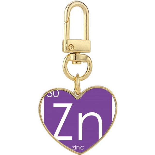 Chestry Elements Period Table Transition Metals Zinc Zn Gold Heart Keychain Metal Keyring Holder