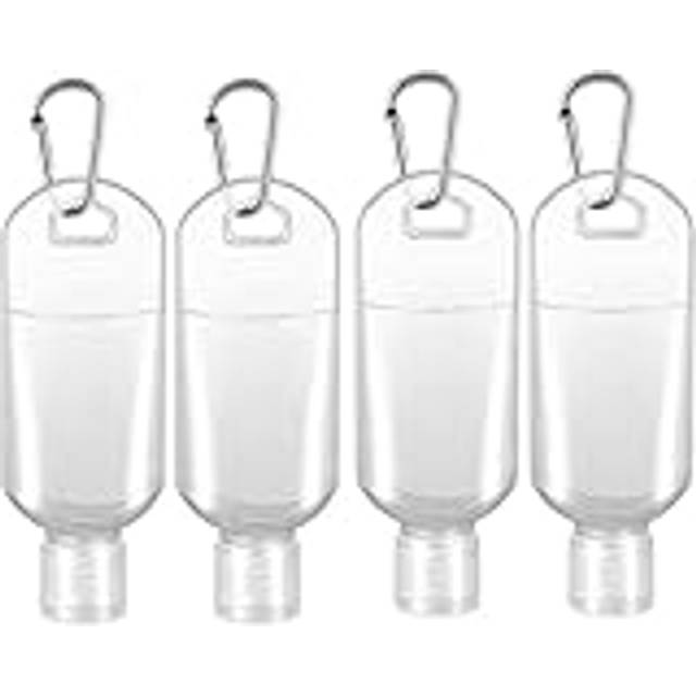 Hand Sanitiser Bottle with Clip x4 GENERISE 50ml Refillable Hand Sanitizer Bottles with Flip Top Lid & Hook Carabiner