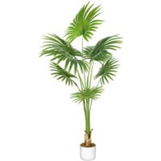 Mcc Direct - Decorative Artificial Fan Palm Tree with Plastic Planter and Artificial Moss 160cm