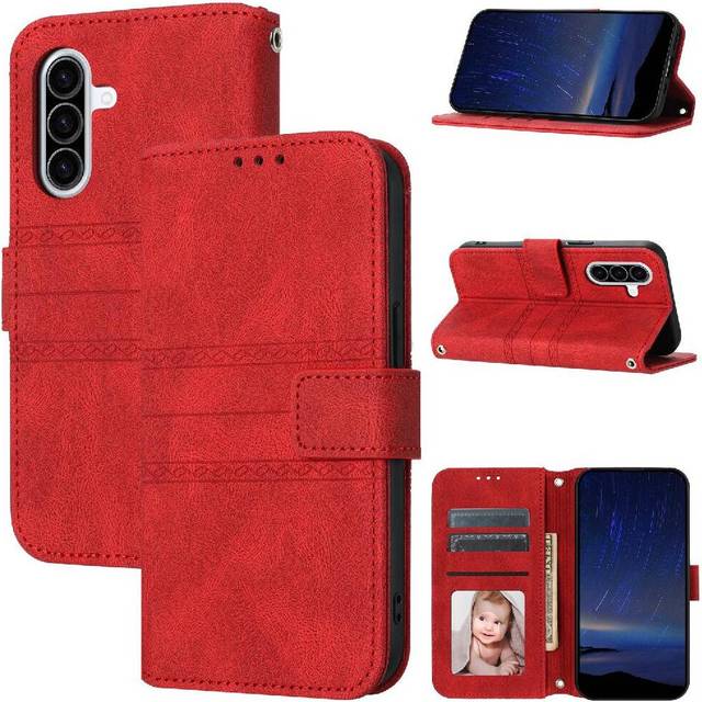 (Red) Flip Case for Samsung Galaxy A36 5g Magnetic Closure Kickstand Shockproof Protective Pu Leather Wallet Case