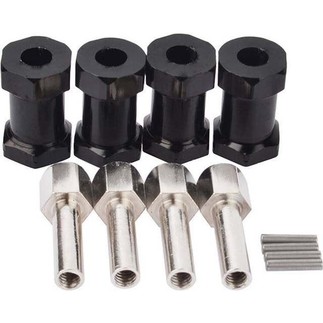 4Pcs Aluminum RC Car 12Mm Hex Wheel Hub Drive Adaptor Extension Combiner Coupler for 1/10 Crawler Axial SCX10 D90,Black 20Mm