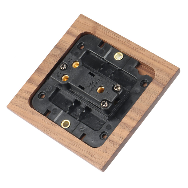 4X Retro American Industrial Style Light Switch Socket, Solid Wood Brass Toggle Plate,Antique Home Stay Switch(1)