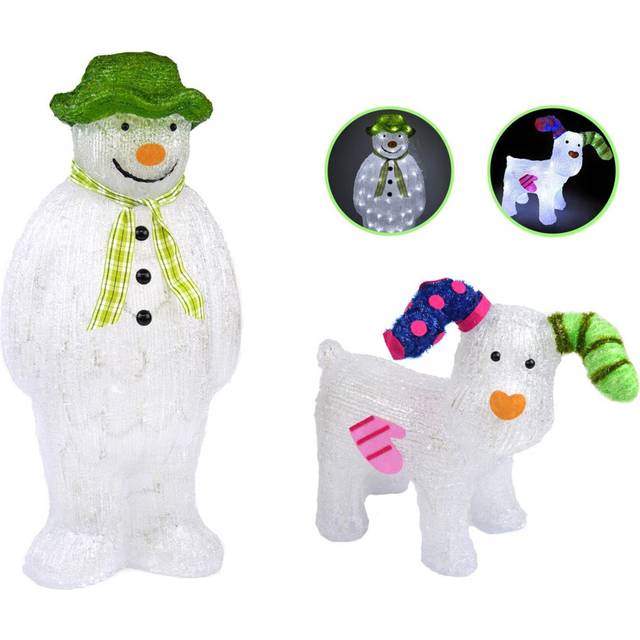 The Snowman Snowdog Set Acrylic Figure LED Garden Outdoor Decoration