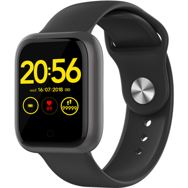 (Black) Waterproof 2.5D Screen Heart Rate Sports Mode WhatsApp 60Days Standby Smart Watch