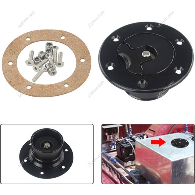 (BLACK) Fuel Filler Neck Pop-Up Fuel Cell Polished Tank Cap Car Aluminum Alloy