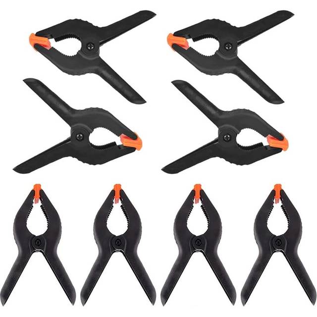 8Pcs Spring Clamp, Black Plastic Spring Clamps Extra Strength Grip Clips Textured Handles Clamp DIY Tools (3.5 Inch)