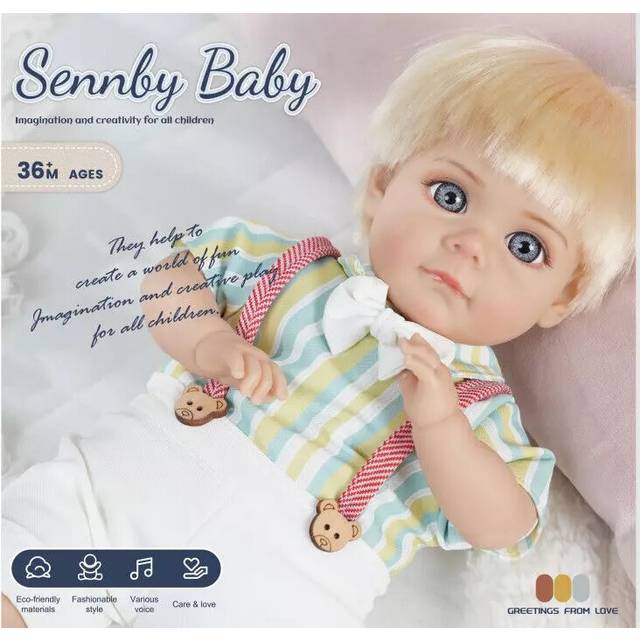 "Large 14"" Sennby Baby English Baby Boy Vinyl Reborn Doll Male"