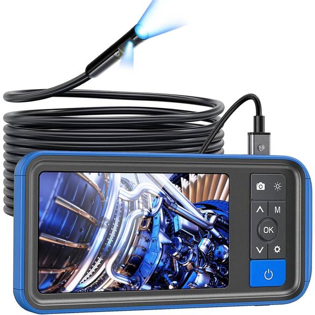 Teslong Dual Lens Endoscope Camera, 4.5 Inch Screen Inspection Camera, 1080P Borescope Camera with Lights, Waterproof Sewer Camera