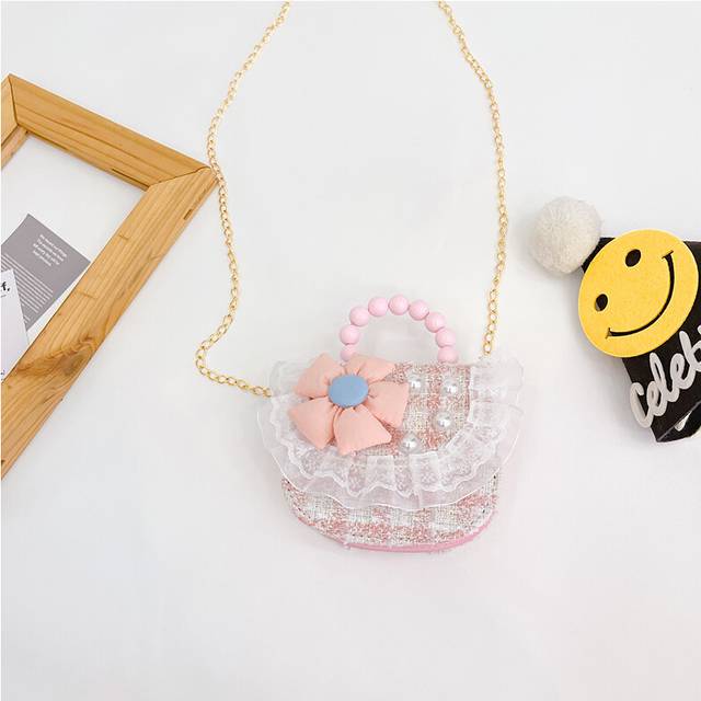 (Floral Checkered) Colorful And Durable Kids Mini Handbag With Pearl Details And Multiple Floral Designs For Playful Days