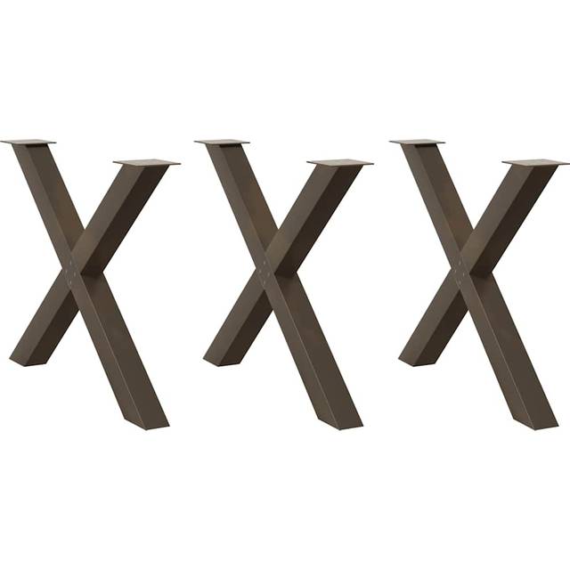Matbordsben X-formad 3 st naturstål 90x(72-73) cm stål