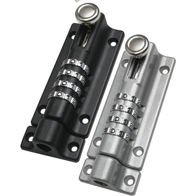 (sliver) Password Lock Black Silver Bolt Metal Door Latch Anti-theft Safety Combination Digit Padlock Outdoor Home Wood Gate Hardware