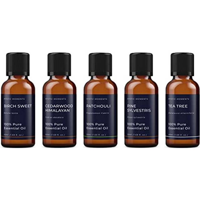 | Woodland Essential Oil Gift Starter Pack 5x50ml | Birch Sweet, Cedarwood Himalayan, Patchouli, Pine Sylvestris, Tea Tree | Perfect as a gift