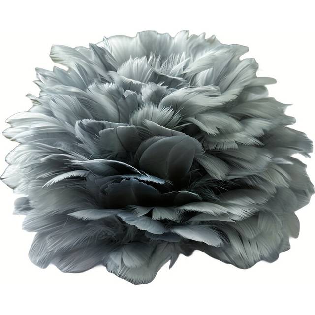 (Gray) Feather Decorative Lampshade, Bedroom Dining Room Shrink Overlapping Lampshade