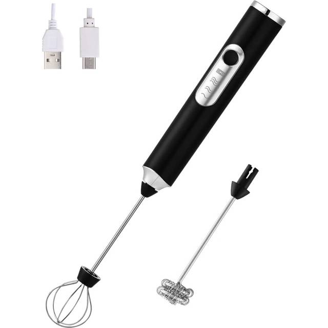 Milk Frother Handheld,Rechageable Milk Frother Drink Mixer with 2 Whisk,for Cappuccino Hot Chocolate