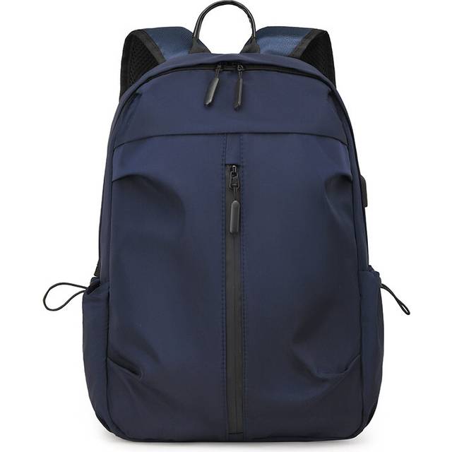 (Blue) Large Capacity Backpack Student Casual Outdoor Travel Fashion Simple Solid Color