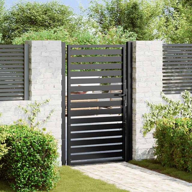 vidaXL Garden Gate Lockable Black 100x150 cm Aluminium